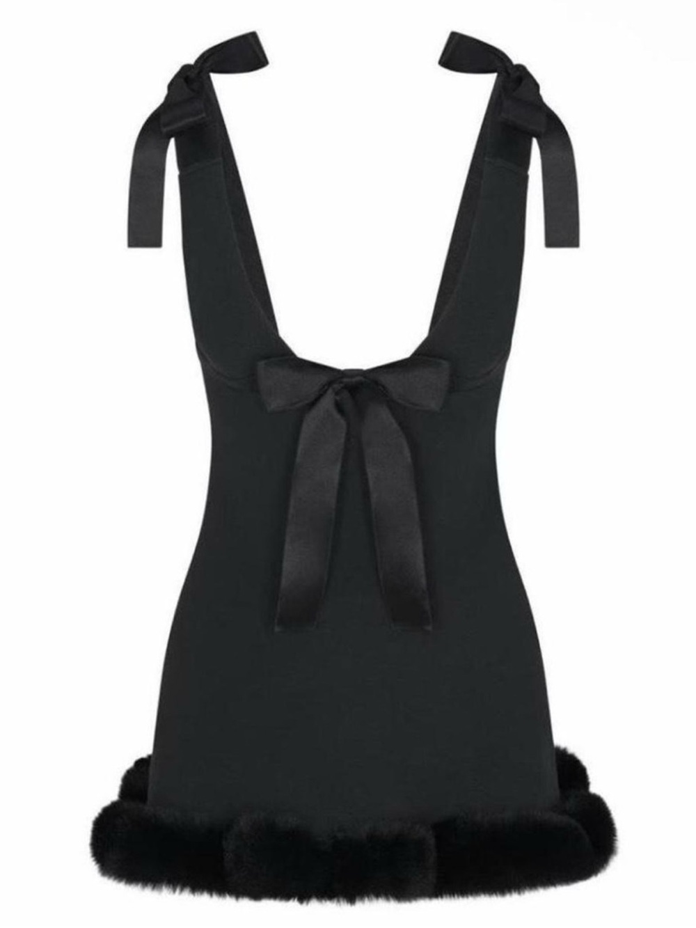 Skims Cloud Mini Dress Onyx Black Satin Trim Bow Detail Size XL NWT Limited - Picture 3 of 6